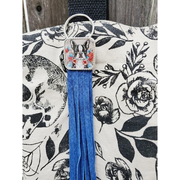 Handmade boho Leather Fringe Western bag charm, Long fringe keychain - Picture 1 of 4